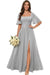 Square Neck Ruffle Sleeve Chiffon Bridesmaid Dress with Slit