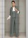 Ankle-Length Mother of the Bride Pantsuits in 3 Pieces Featuring Square Neck Jacket & Lace Appliques