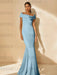Minimalist Off-the-Shoulder Mother of the Bride Dresses in Trumpet/Mermaid Style with Detachable Flower
