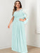 Plus Size Floor-Length Mother of the Bride A-Line Dress with Scoop Neckline Pleats and Sequins