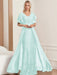 Plus Size Mother of the Bride A-Line Floor-Length Dress with V-Neck and Half Sleeves