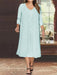 Sky Blue V-Neck Long-Sleeve Tea-Length Plus Size Mother of the Bride Dress with Jacket and Sequins