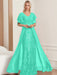 Plus Size Mother of the Bride A-Line Floor-Length Dress with V-Neck and Half Sleeves