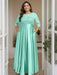 Spa Plus Size Floor-Length Mother of the Bride A-Line Dress with 3/4 Sleeves Scoop Neck Bow & Sequins