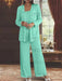 Sequined Chiffon Pantsuits for the Mother of the Bride with Jacket