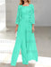 Floor-Length Square Neck Chiffon Mother of the Bride Pantsuit with Jacket & Side Split