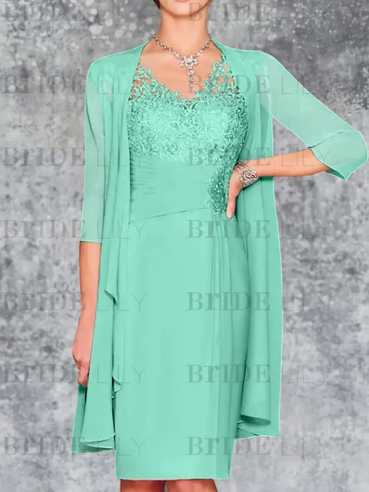 Spa Knee-Length V-Neck Sheath/Column Mother of the Bride Dresses