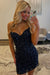 Black Sparkly Strapless Tight Short Corset Homecoming Dress with Sequins
