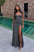 Steel Grey Sweetheart Satin Prom Dress Mermaid with Front Split
