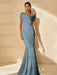 Minimalist Off-the-Shoulder Mother of the Bride Dresses in Trumpet/Mermaid Style with Detachable Flower