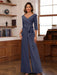 V-Neck Chiffon Jumpsuit with Ruched Detail and 3/4 Sleeves for the Mother