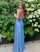 Stormy V-neck Beaded Satin A Line Prom Dress