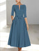 Ankle-Length Mother of the Bride A-Line Dress with Half Sleeves and Pockets