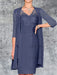 Stormy Blue Knee-Length V-Neck Sheath/Column Mother of the Bride Dresses