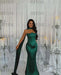 Stunning Satin Mermaid Prom Dress Dark Green Beadings with Wrap