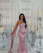 Stunning Satin Mermaid Prom Dress Dusty Pink Beadings with Wrap