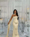 Stunning Satin Mermaid Prom Dress Light Champagne Beadings with Wrap