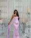 Stunning Satin Mermaid Prom Dress Lilac Beadings with Wrap