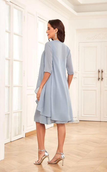 Elegant Pleated Chiffon Two Piece Mother of the Bride Dress