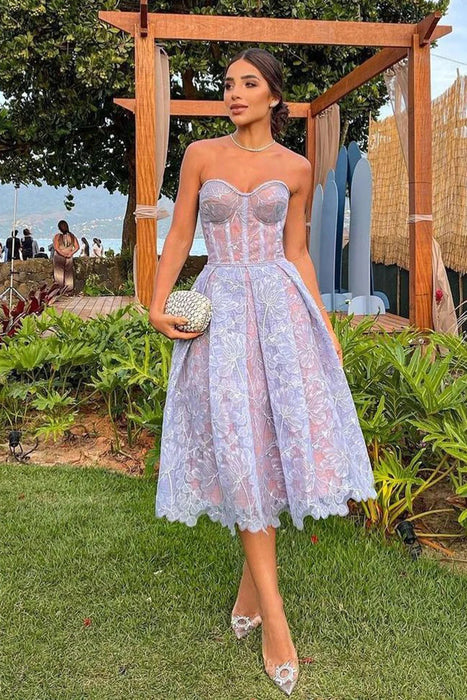 Sweetheart Tulle Aline Prom Dress Sleeveless Lace Corset Party Dress Short