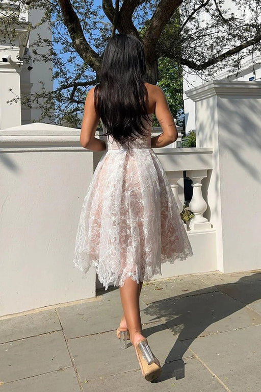 Sweetheart Tulle Aline Prom Dress Sleeveless Lace Corset Party Dress Short