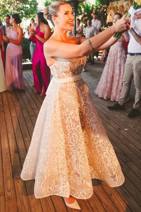 Sweetheart  Aline Wedding Dress Sleeveless Lace Dress