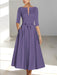 Ankle-Length Mother of the Bride A-Line Dress with Half Sleeves and Pockets