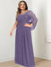 Plus Size Floor-Length Mother of the Bride A-Line Dress with Scoop Neckline Pleats and Sequins