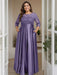 Tahiti Plus Size Floor-Length Mother of the Bride A-Line Dress with 3/4 Sleeves Scoop Neck Bow & Sequins