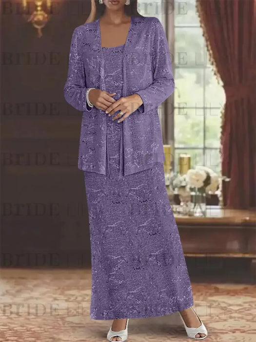 Ankle-length Chiffon Mother of the Bride Dress with Sequins and Jacket