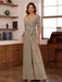 V-Neck Chiffon Jumpsuit with Ruched Detail and 3/4 Sleeves for the Mother