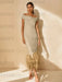 Unique Off-the-Shoulder Tea-Length Mother of the Bride Dress with Short Sleeves and Feathers