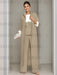 Ankle-Length Mother of the Bride Pantsuits in 3 Pieces Featuring Square Neck Jacket & Lace Appliques