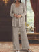 Sequined Chiffon Pantsuits for the Mother of the Bride with Jacket