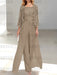 Floor-Length Square Neck Chiffon Mother of the Bride Pantsuit with Jacket & Side Split