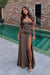 Taupe Sweetheart Satin Prom Dress Mermaid with Front Split