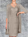 Taupe Knee-Length V-Neck Sheath/Column Mother of the Bride Dresses