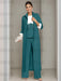 Ankle-Length Mother of the Bride Pantsuits in 3 Pieces Featuring Square Neck Jacket & Lace Appliques