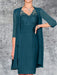 Teal Knee-Length V-Neck Sheath/Column Mother of the Bride Dresses