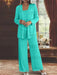 Sequined Chiffon Pantsuits for the Mother of the Bride with Jacket