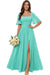 Square Neck Ruffle Sleeve Chiffon Bridesmaid Dress with Slit
