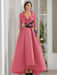 V-Neck A-Line Princess Floor-Length Mother of the Bride Dress with 3/4 Sleeves Appliques and Beading