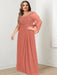Plus Size Floor-Length Mother of the Bride A-Line Dress with Scoop Neckline Pleats and Sequins