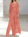 Floor-Length Square Neck Chiffon Mother of the Bride Pantsuit with Jacket & Side Split