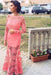 Watermelon Trumpet/Mermaid Bateau Long Sleeves Applique Lace Dresses - Prom Dresses