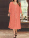 Watermelon V-Neck Long-Sleeve Tea-Length Plus Size Mother of the Bride Dress with Jacket and Sequins