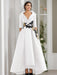 V-Neck A-Line Princess Floor-Length Mother of the Bride Dress with 3/4 Sleeves Appliques and Beading