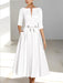 Ankle-Length Mother of the Bride A-Line Dress with Half Sleeves and Pockets
