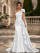 White One Shoulder Satin Mermaid Evening Dresses with 3D Flowers
