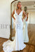 White Prom Dress Mermaid V Neck Long Evening Dress with Beadings - Prom Dresses